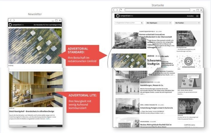 Platzierungsbeispiel: Advertorial im Newsletter und auf der Startseite